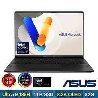 ASUS S5606MA 16吋3.2K筆電 (Ultra 9-185H/32GB/1TB SSD/EVO/極致黑/Vivobook S16 OLED)