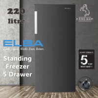 ELBA 220L Upright Freezer EUF-N2239(GR) | 5 Transparent Drawers Pembeku Tegak