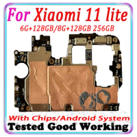 Original Unlocked Motherboard for Xiaomi Mi 11 Lite Main Circuits Logic Board With Full Chips 128GB 256GB or Xiaomi 11 lite