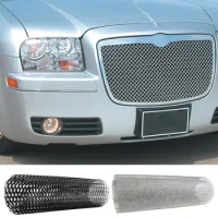 Car Front Bumper Mesh Grille Aluminum Alloy Gloss Black &amp; Silver Racing Grill Universal Sports Look Net Vent Exterior Accessory