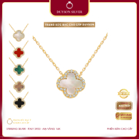 Vòng cổ bạc Ý 925 cỏ 4 lá mạ vàng 18K cao cấp Duyson Silver, Dây chuyền bạc cỏ 4 lá Four -Leaf Clove