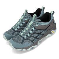 【MERRELL】戶外鞋 Moab FST 2 GTX 女鞋 登山 越野 防水 抗菌防臭 耐磨黃金大底 灰 藍(ML49180)