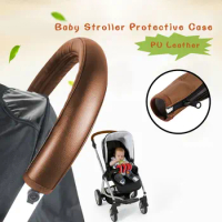 3 Colors Baby Pram Stroller Accessories Armrest PU Leather Protective Case Cover Arm Covers For Handle Wheelchairs Pushchair