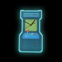 Game Over Vintage Arcade Game Machine LED Nightlight Wall Clock Playing Room Decor Pixel Gaming Electric Display Sign Wall Watch