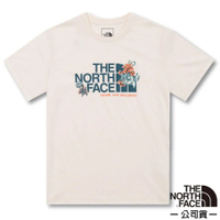 The North Face 女 吸濕排汗花卉LOGO短袖T恤(亞洲版型).休閒衫_米白色 V