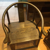 雞翅木圈椅三套式仿古太師椅實木茶桌官帽靠背休閑辦公椅