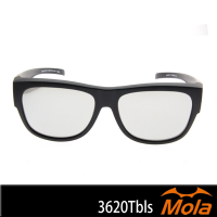 MOLA摩拉前掛偏光近視太陽眼鏡品牌 套鏡 UV400 男女 黑框 灰鍍水銀鏡片 3620Tbls