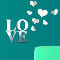 Free shipping LOVE Heart Mirror Sticker , 3D Wall Mirror Sticker,DIY Home Mirror Decal
