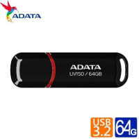【ADATA 威剛】UV150 64G USB3.2 隨身碟(黑)