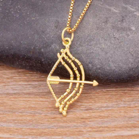 Nidin INS Fashion New Trendy Bow and Arrow Pendant Necklace for Women Men Collar Gold Plated Archery Choker Chain Jewelry Gift