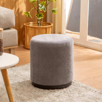 Dekoruma DAISEN Stool Kain Bulat / Kursi Stool Minimalis Abu-Abu Tua