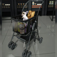 Lightweight Foldable Pet Trolley , Powerful Load-bearing , Cat Bag Separation Cage, Outdoor Shopping Carts
