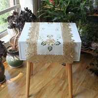 歐式田園刺繡長方形米白色餐桌布床頭柜鞋柜五斗柜防塵蓋巾布花卉