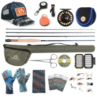 Maximumcatch Amigo 8.5ft/9ft 4-8wt Fast Action Fly Fishing Rod with Fly Reel&amp;Line&amp;Hooks&amp;Accessory Triangle Tube Full Kit
