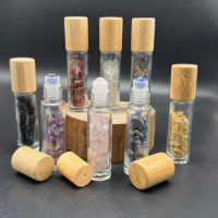 Transparent Refillable Perfume Bottle with Natural Healing Crystals Inside | Travel Spray Bottle คํา