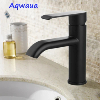 Aqwaua Basin Faucet Hot&amp; Cold Water Mixer Matt Black SUS304 Stainless Steel Crane for Kitchen Bathroom Accessories Bag