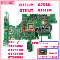 G751J With i7-4th Gen CPU GTX860M/965M/970M/980M Mainboard For Asus G751 G751J G751JY G751JT G751JL G751JM Laptop Motherboard
