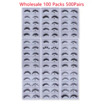 TDANCE Wholesale 100Packs 500 Pairs Strip Eyelashes Natural Long Handmade Mink Lashes 12mm-16mm Makeup Reusable Soft Eyelash