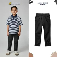 Celana Chino Anak Panjang Reguler Fit Cotton Twill Strech Usia 2-12 Tahun Cowo Laki-laki Nyaman Ping