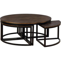 Alaterre Furniture Arcadia Acacia 42 "Round Coffee Nsting, Antiqued Mocha Wood Table