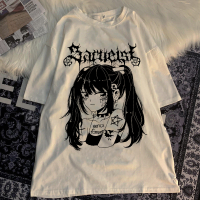 2025 Tay Ngắn Cổ Tròn 100% Cotton Mẫu Mới T Áo Hai Dây Đuôi Ngựa Cô Gái Anime In Họa Tiết Mùa Hè Cho