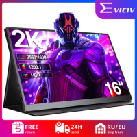 EVICIV 16" Portable Monitor 2.5K 120Hz/144Hz 100%sRGB 400Cd/m² Travel Gaming Display for Mini PC Laptop Nintendo Switch PS5 PS4
