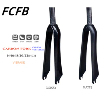 bike fork Carbon Fiber Fork Bike Folding BMX Bicycle Front Fork Parts V Brake 14 16 18 20 22"inch Axle width 74mm or 100mm