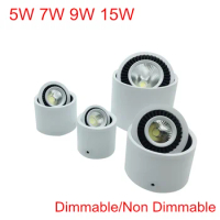COB LED Downlights 5W 7W 9W 15W Surface Mounted LED Ceiling Lamps Spot Light 360 Degree Rotation LED Downlights Dimmable