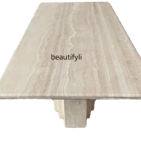 Natural Cave Stone Rectangular Dining Table Roman Vintage Marble Mid-Ancient Dining Table