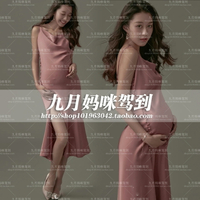636孕婦照服裝出租粉色吊帶連衣裙絲綢氣質影樓寫真攝影藝術照衣