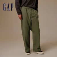 【GAP】男裝 寬版鬆緊褲-軍綠色(811136)