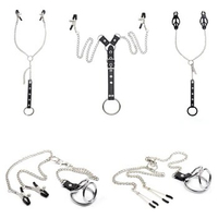 Sex Accessories Bdsm Bondage Chain Nipple Clamps with Penis Rings for Men Gay Harness Restraints Adult Games Flirting Toys