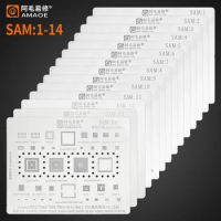 Amaoe SAM1-16 BGA Reballing Stencil For Samsung A10-A70 A53 S10 S9 S8 S21 S20 S7 Note 10 9 8 7 5 4 J1-J7 CPU RAM Power IC Chip