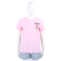 MOSCHINO 泰迪熊植絨貼布粉色短袖TEE T恤(女款)