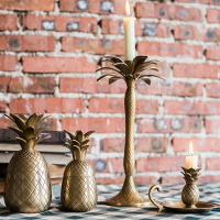 掬涵 印度進口純銅裝飾擺件 菠蘿鳳梨燭臺收納罐 復古禮物