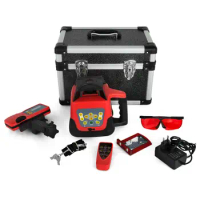 Rotary Laser Level Red Beam Self Leveling Measuring Automatic With Receiver Remote Control Carrying Case