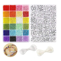 Making Glass Seed Beads Beads Acrylic Letter Beads Elastic String Cord