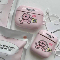 Korean Pink Cartoon Cute Cat Airpod Case for AirPods 1 2 3 Pro 2 AirPod Airpods Pro Case Airpods Case Air Pod Case