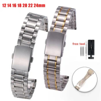 12/14/16/18/20/22mm Stainless Steel Watchband Five-bead Diving Steel for Seiko Men Women Universal Watch Strap Accessories Belt