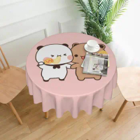Bubu Dudu Round Tablecloth Cute Bear Custom Table Cover For Events Christmas Party Kawaii Outdoor Table Cover