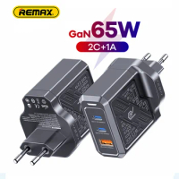 Remax GAN 65W Quick Fast Charger USB A Type C QC 4.0 PD3.0 Fast Charger for Xiaomi iPhone 15 Macbook Tablet Quick Charge Charger