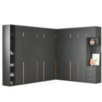 Ready to Sale I-shaped bedroom wood wardrobe with open shelves