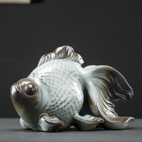 創意陶瓷魚擺件官窯瓷器家居客廳裝飾品動物錦鯉節日禮品中式簡約