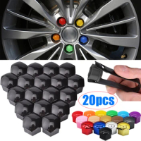 17mm/19mm/21mm 20pcs Car Wheel Nut Caps Covers Caps Auto Hub Screw Cover Black Car Tire Bolt Nut Cap Tyre Decoration
