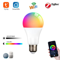 Zigbee Tuya Wifi Smart Light Bulb E27 RGBCW 85-265V Google Home Alexa Smart Light Dimmable Voice Intelligent Zigbee 3.0 Hub