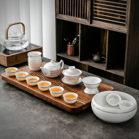 陶瓷功夫茶具套裝家用紫砂泡茶杯茶壺德化白簡約蓋碗客廳玲瓏小套