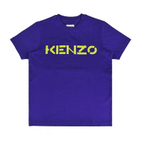 KENZO黃字印花LOGO純棉圓領短袖T恤(男款/藍)