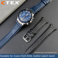 Genuine Leather bracelet For Casio EQS-920L Series men's wristband business Special Concave Leather Watch Strap accessories belt