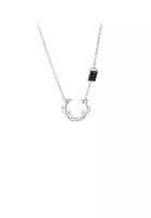 SOEOES 925 純銀簡約可愛鹿角吊墜配黑色方晶鋯石和項鍊