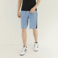 【Hang Ten】男裝-恆溫多功能-3M吸濕排汗涼感鋁片撞色網布針織短褲(花紗藍)